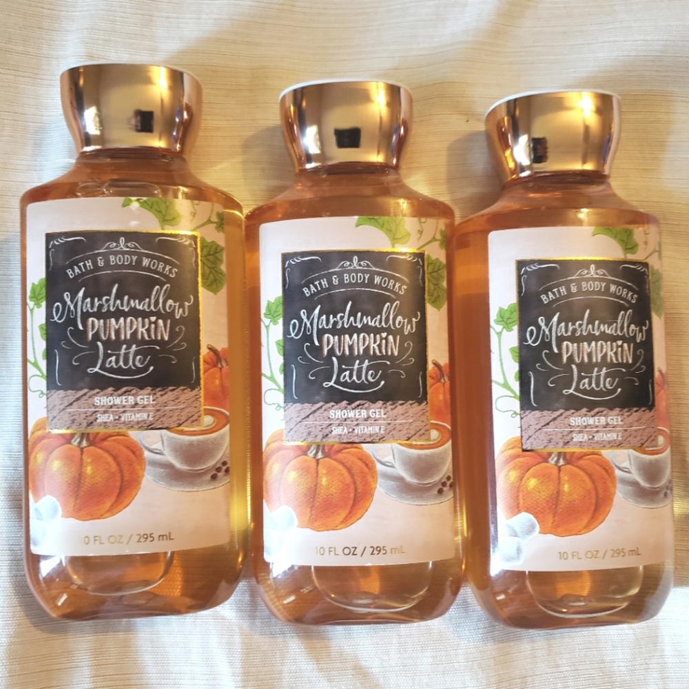BBW MARSHMALLOW PUMPKIN LATTE SHOWER GELS X3